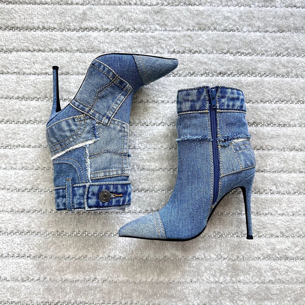 New Jeffrey Campbell Denimous Patchwork Booties I… - image 4